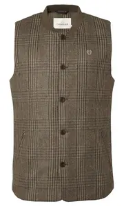Sion Fill100 Tweed Vest Chevalier - Dark Brown Glencheck 