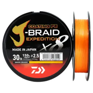 DAIWA J-BRAID EXPEDITION X8 SMASH ORANGE 150METER