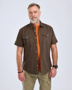 Safari Kortärmad Skjorta Pinewood - Dark Olive 