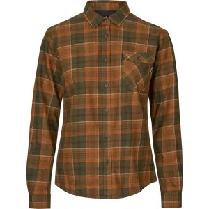 Skye Flanellskjorta Dam Seeland - Grizzly Brown/Terracotta Check 