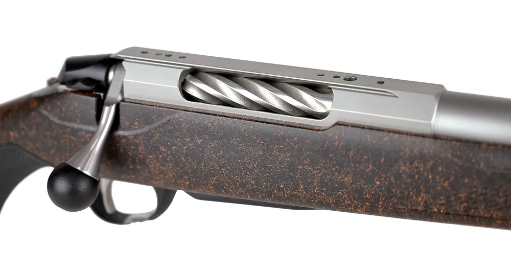 Tikka T3x Lite Roughtech Ember, stainless, svart/orange kolv, gängad, muzzle break, höger, 308Win *