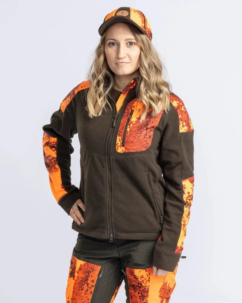 Småland Hunters Camou Fleecejacka Dam Pinewood - H.Brown/Strata Blaze