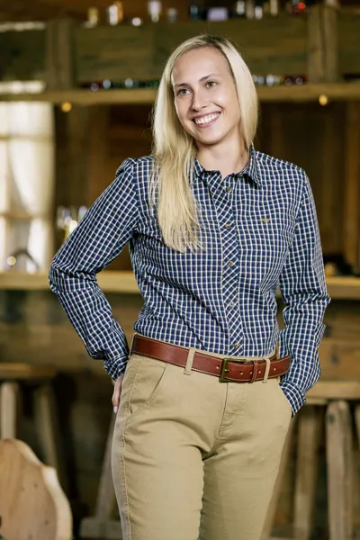 Juanita Blouse Dam Blaser - Darkblue/White Checked