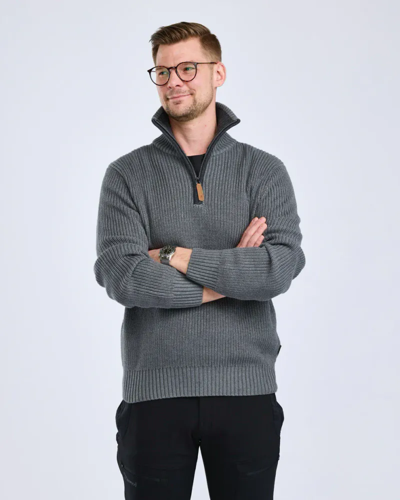 Pinewood Philip Stickad Tröja - D.Grey Mel *