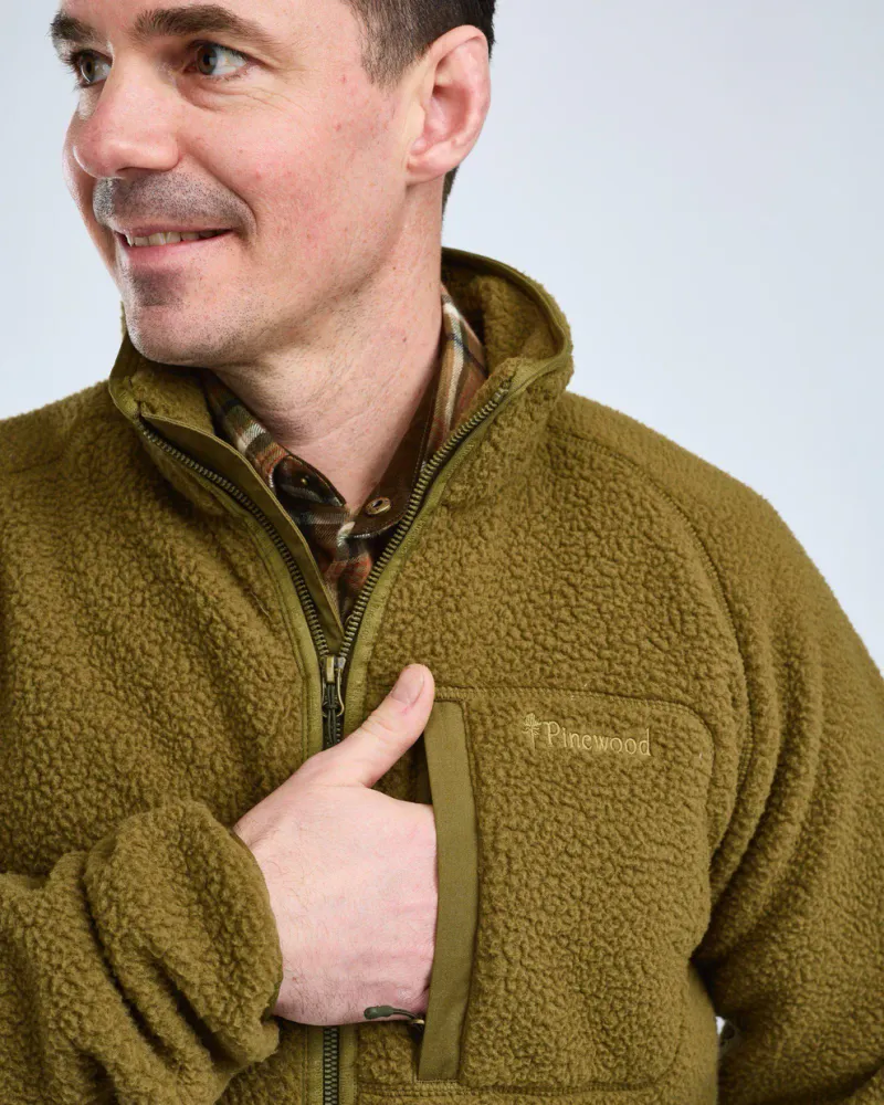 Pinewood Forest Pile Fleecejacka Herr - Olive Green *