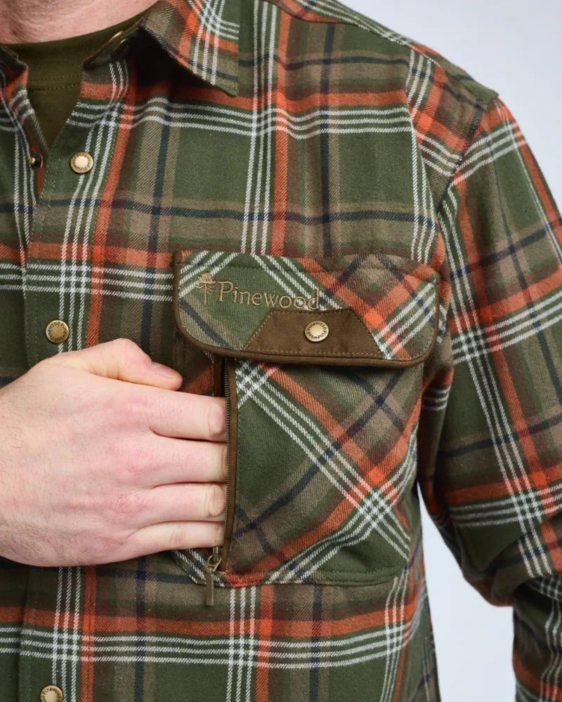 Pinewood Prestwick Exclusive Skjorta - Green/Burned Orange *