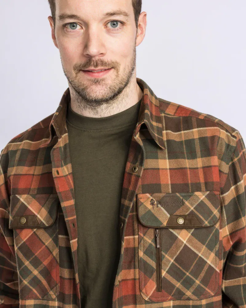 Pinewood Prestwick Exclusive Skjorta - D.Green/Terracotta *
