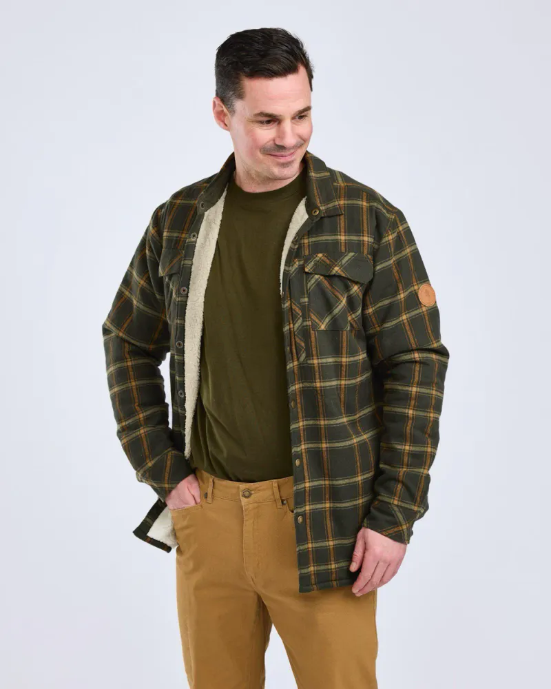 Pinewood Pile Overshirt - D.Green/Bronze *