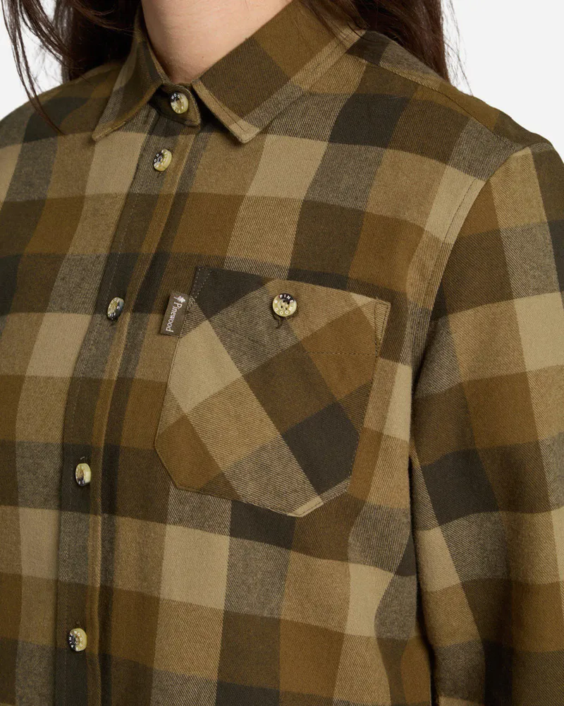 Pinewood Wildmark Flanellskjorta Dam - Olive/Suede Brown *