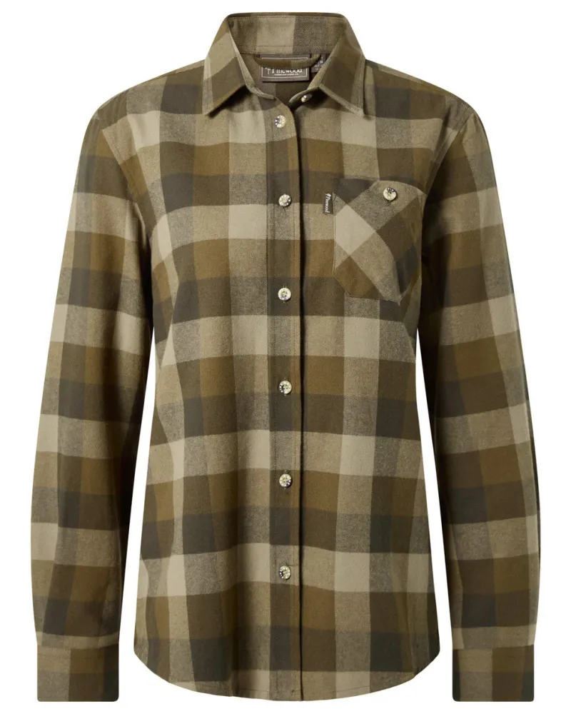 Pinewood Wildmark Flanellskjorta Dam - Olive/Suede Brown *