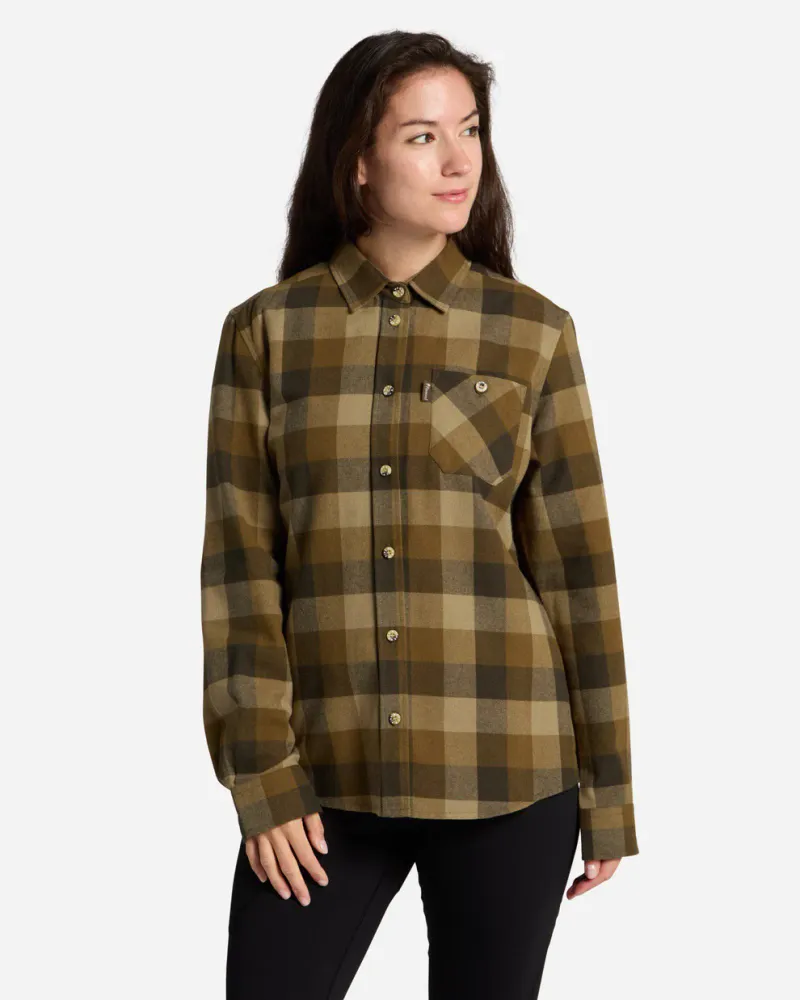 Pinewood Wildmark Flanellskjorta Dam - Olive/Suede Brown *