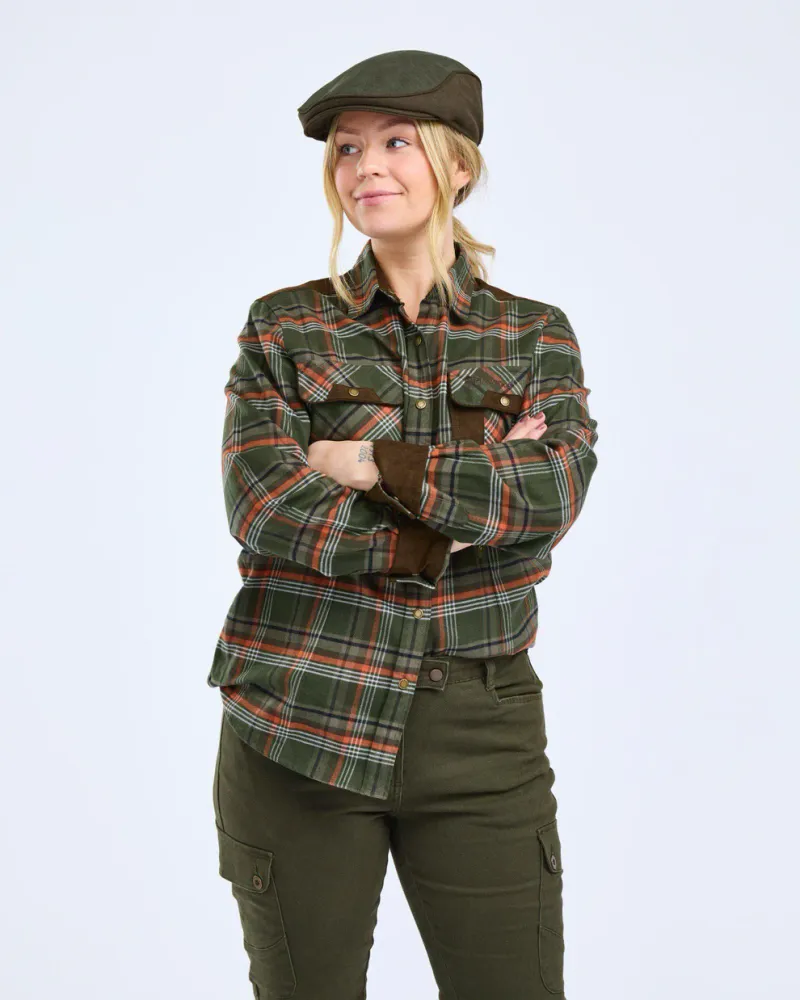 Pinewood Prestwick Exclusive Skjorta Dam - Green/Burned Orange *