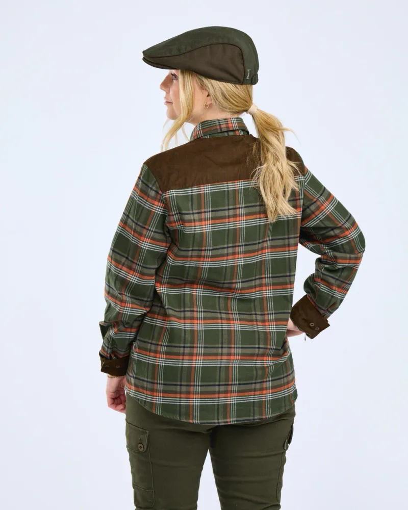 Pinewood Prestwick Exclusive Skjorta Dam - Green/Burned Orange *