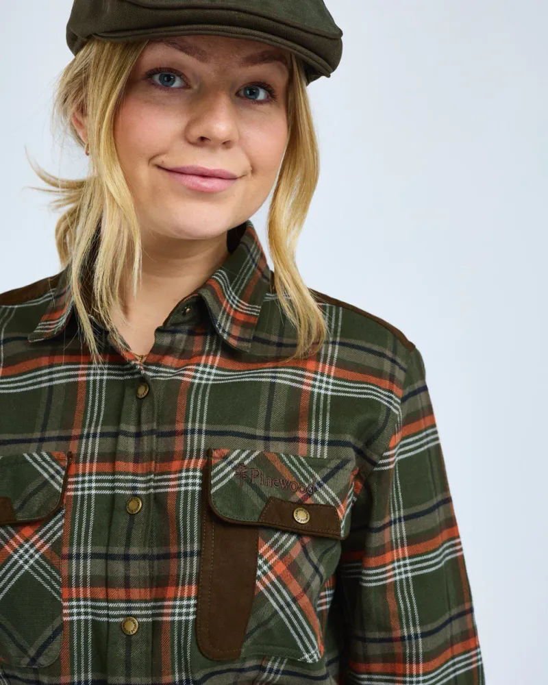 Pinewood Prestwick Exclusive Skjorta Dam - Green/Burned Orange *