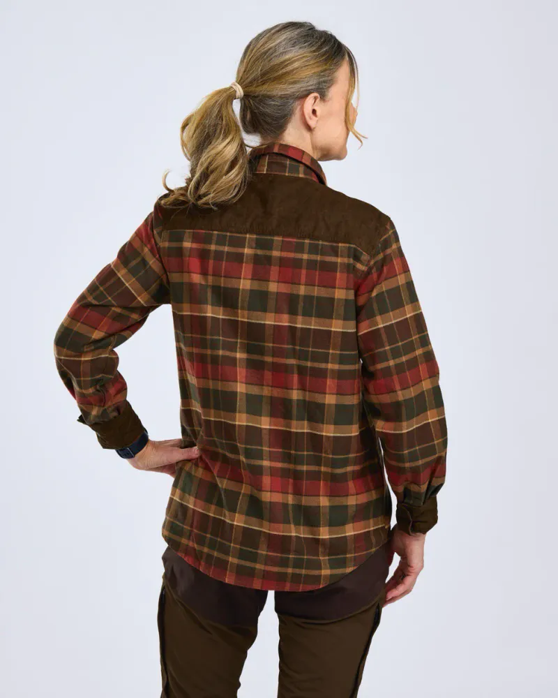 Pinewood Prestwick Exclusive Skjorta Dam - D.Green/Terracotta *