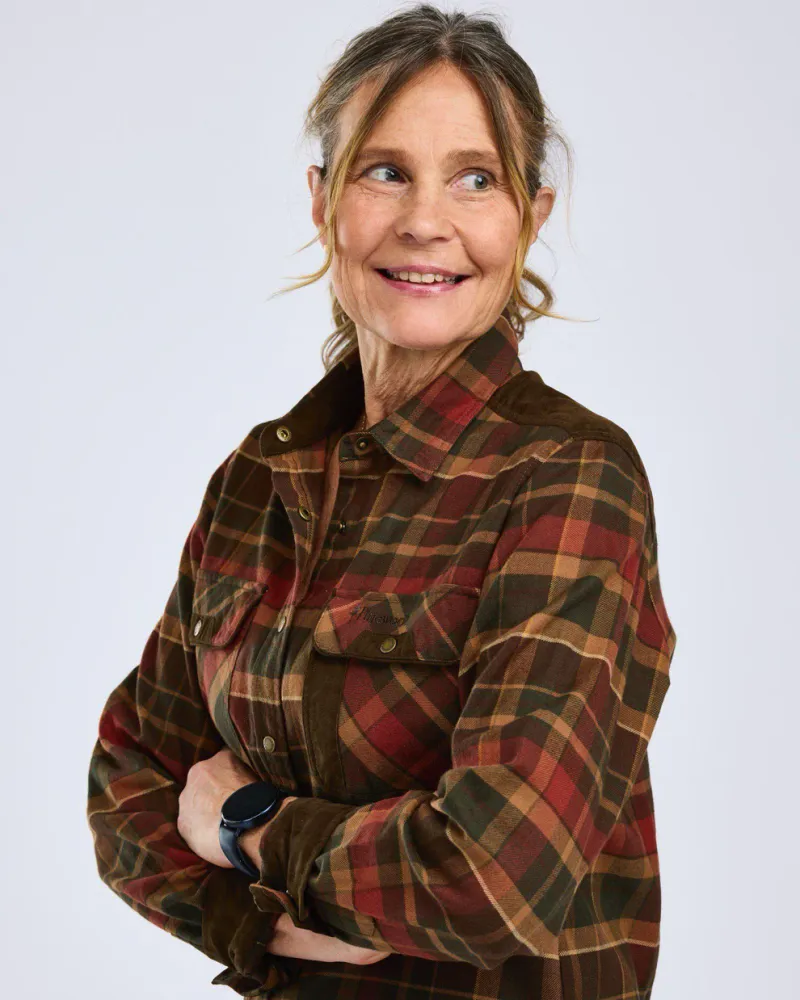 Pinewood Prestwick Exclusive Skjorta Dam - D.Green/Terracotta *