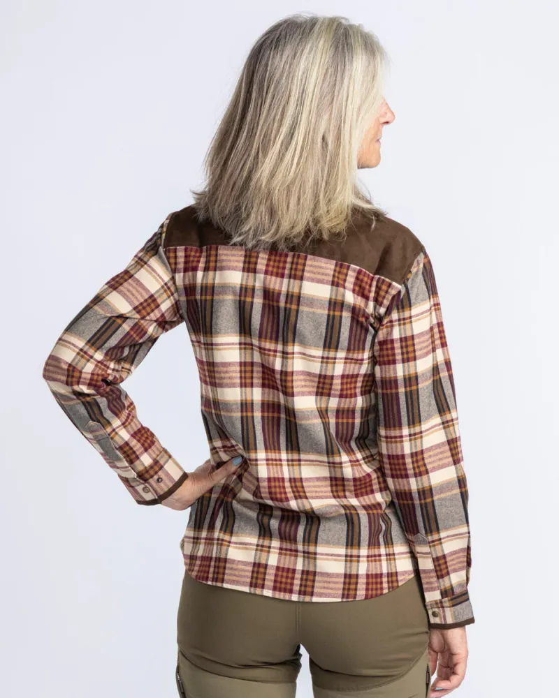 Pinewood Prestwick Exclusive Skjorta Dam - Bordeaux/Beige *