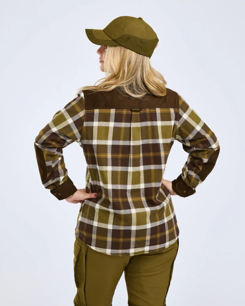 Pinewood Douglas Skjorta Dam - OliveGreen/Cr.White *