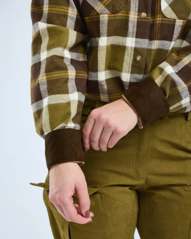 Pinewood Douglas Skjorta Dam - OliveGreen/Cr.White *