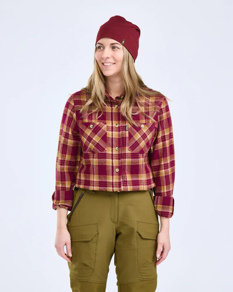 Felicia Flanellskjorta Dam Pinewood - Burgundy/OliveGreen *