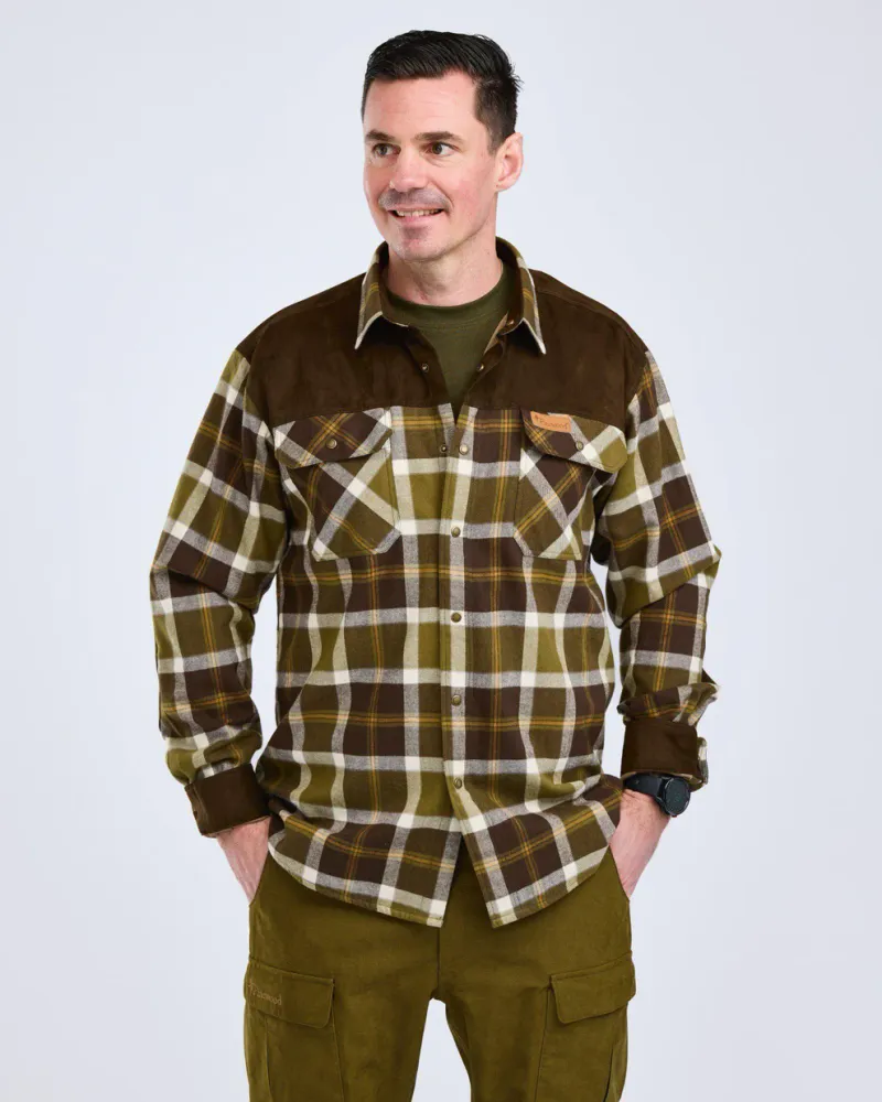 Pinewood Douglas Skjorta - OliveGreen/Cr.White *