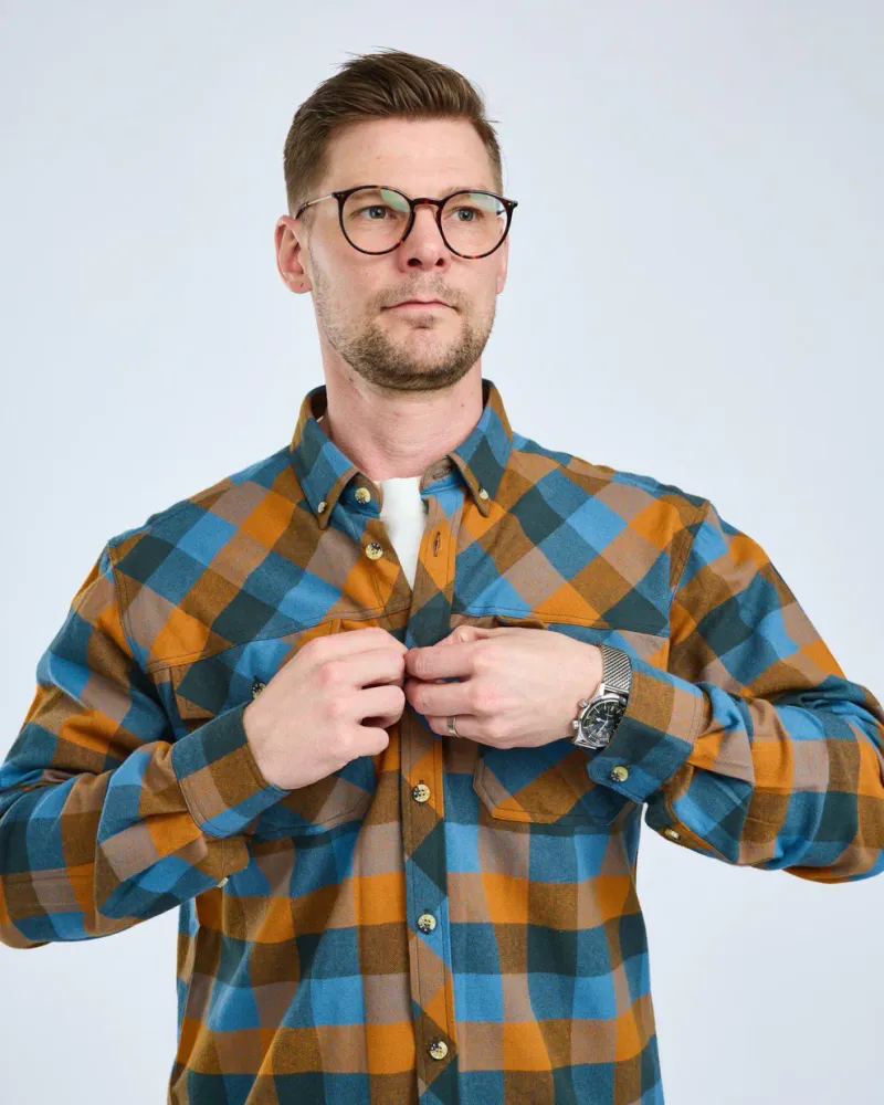 Lumbo Skjorta Pinewood - Fudge/Blue *