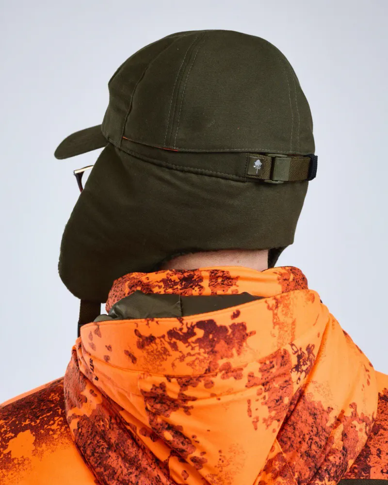 Småland Teddy Vinterkeps Pinewood - Mossgreen/Orange *