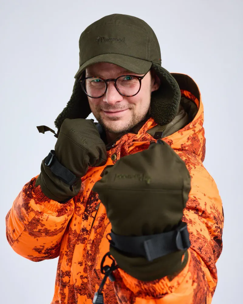 Småland Teddy Vinterkeps Pinewood - Mossgreen/Orange *