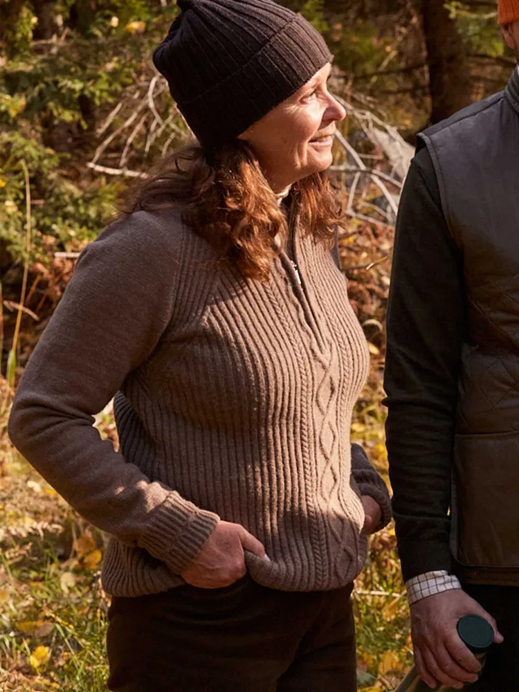 Stella Half Zip Wool Pullover Dam Chevalier - Saddle Brown *