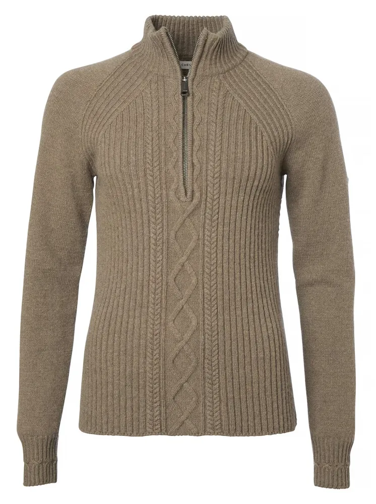 Stella Half Zip Wool Pullover Dam Chevalier - Saddle Brown *