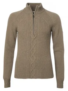 Stella Half Zip Wool Pullover Dam Chevalier - Saddle Brown 