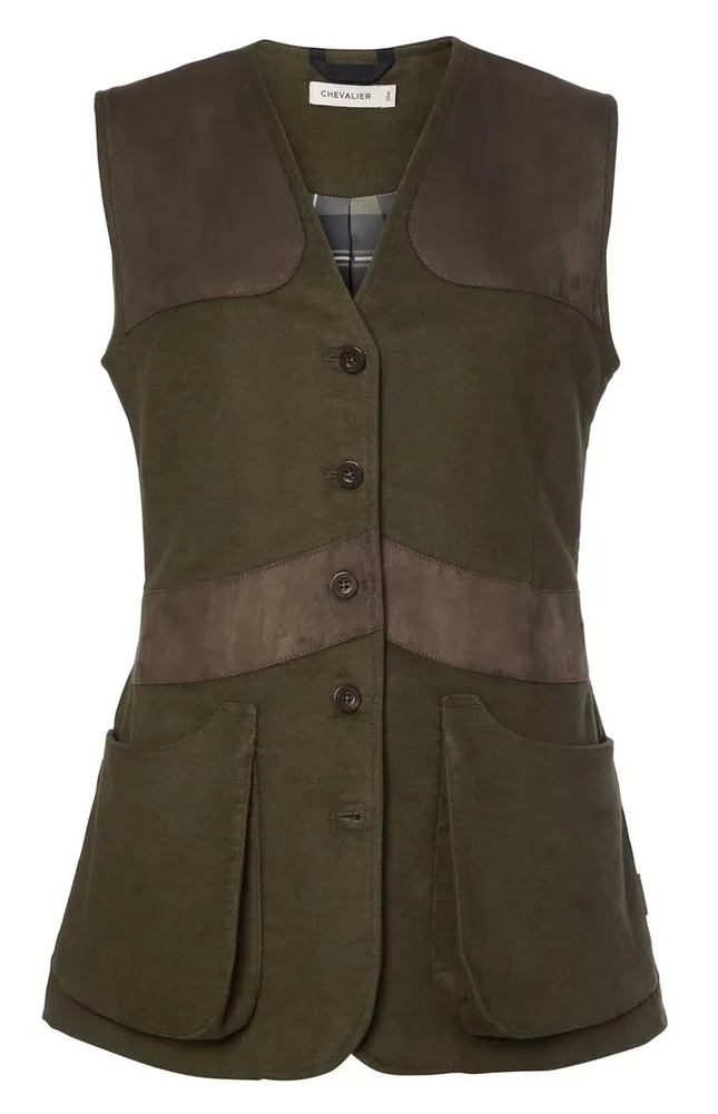 Elemore Moleskin Shooting Vest Chevalier - Forest Green *