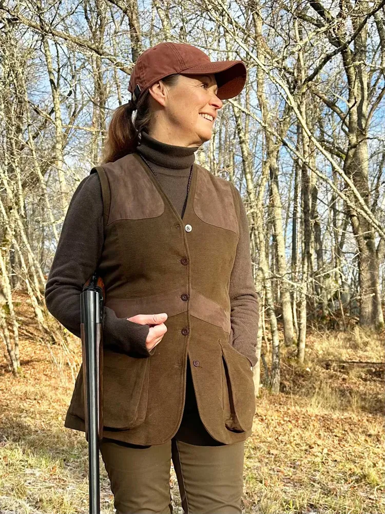 Elemore Moleskin Shooting Vest Chevalier - Forest Green *