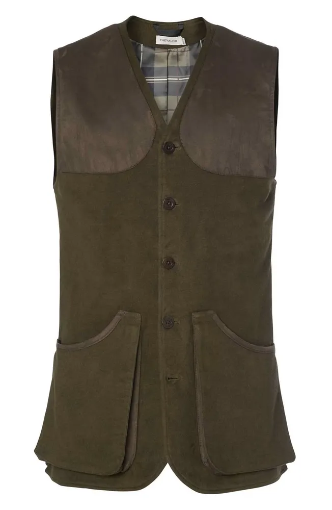 Preston Moleskin Shooting Vest Chevalier - Forest Green *