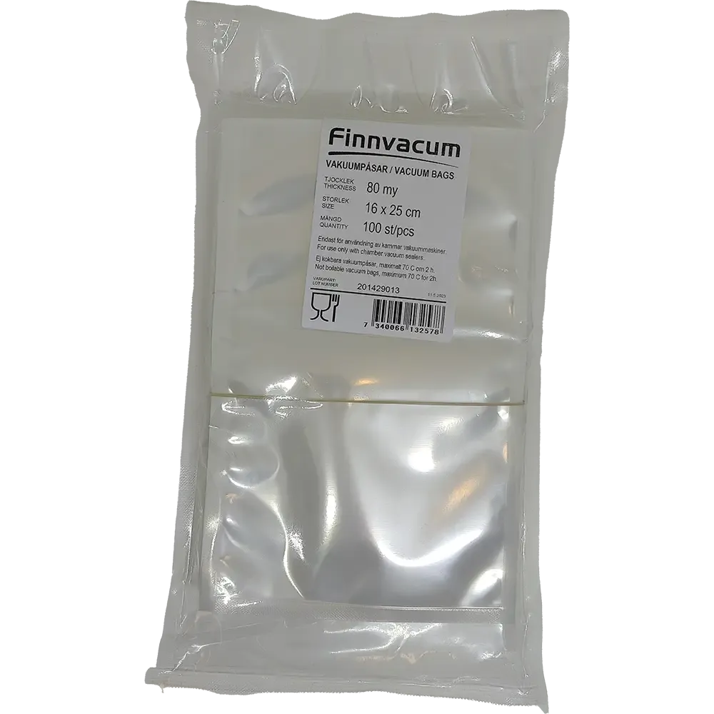 Vakuumpåsar Släta 80 my 16x25 cm 100st/frp