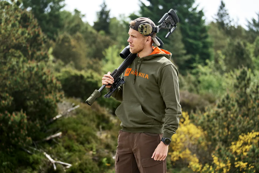 Härkila Identity Hoodie - Grape Leaf/Mandarin Orange *