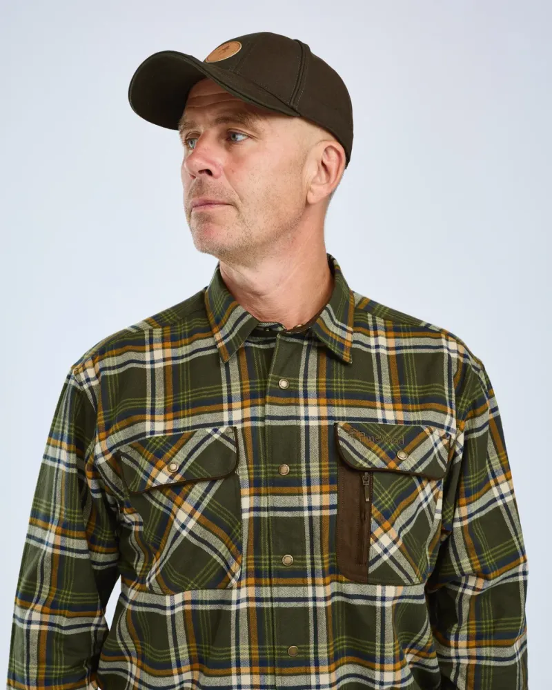 Pinewood Cornwall Flanellskjorta - Mossgreen/L.Khaki *