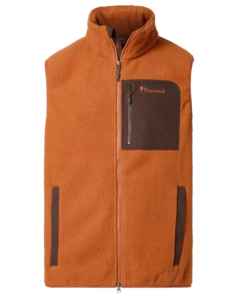 Pinewood Pilefleeceväst - Orange Clay/D.Brown *