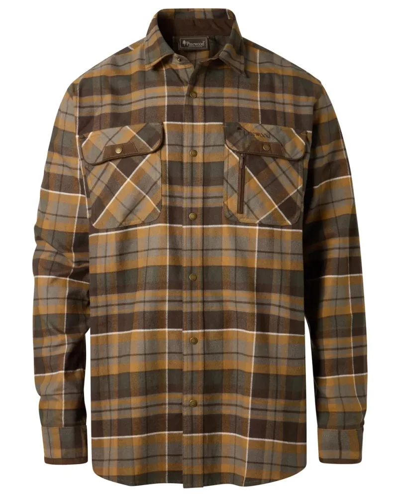 Pinewood Prestwick Exclusive Skjorta - D.Brown/D.Sandstone *