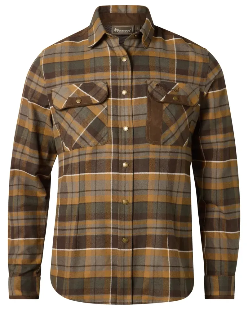 Pinewood Prestwick Exclusive Skjorta Dam - D.Brown/D.Sandstone *