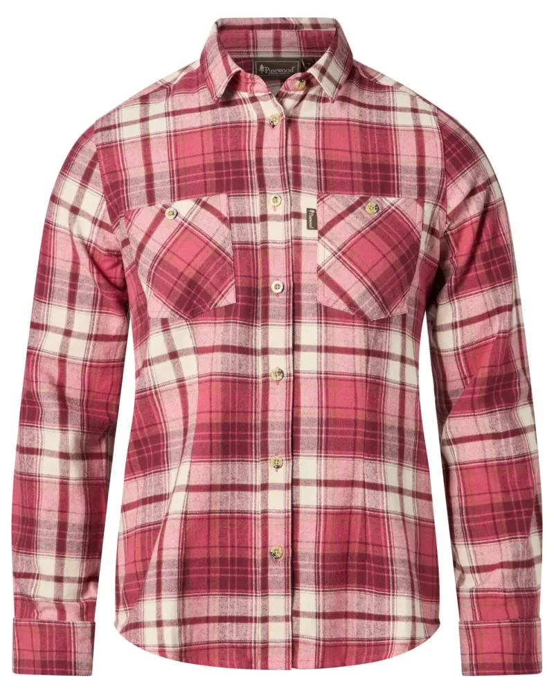 Pinewood Härjedalen Dam Flanellskjorta - CherryPink/Offwhite *