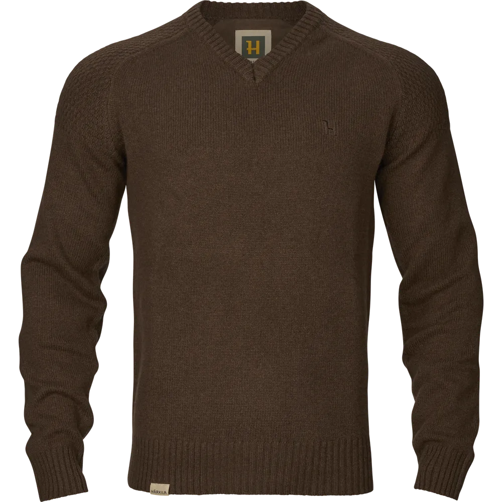 Vincent Merino V-Neck Tröja Härkila - Demitasse Brown *