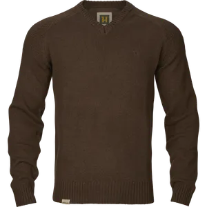 Vincent Merino V-Neck Tröja Härkila - Demitasse Brown *
