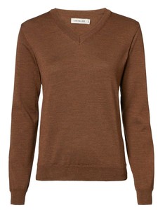 Blaise V-Neck Merino Pullover Dam Chevalier - Chestnut 