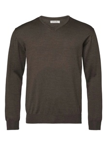 Aston V-Neck Merino Pullover Chevalier - Leather Brown 