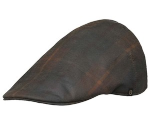 Torre Waxed Cotton Sixpence Cap Chevalier - Hunter Brown Checked 