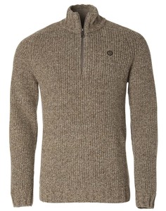 Groby Half Zip Wool Pullover Chevalier - Saddle Brown Neps 