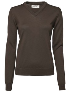 Blaise V-Neck Merino Pullover Dam Chevalier - Leather Brown 