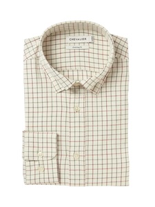 Redway Shooting Fit Wool Shirt Chevalier - Dark Red Tattersall 