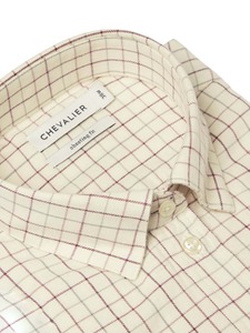 Dollis Shooting Fit Wool Shirt Dan Chevalier - Cherry Red Tattersall 